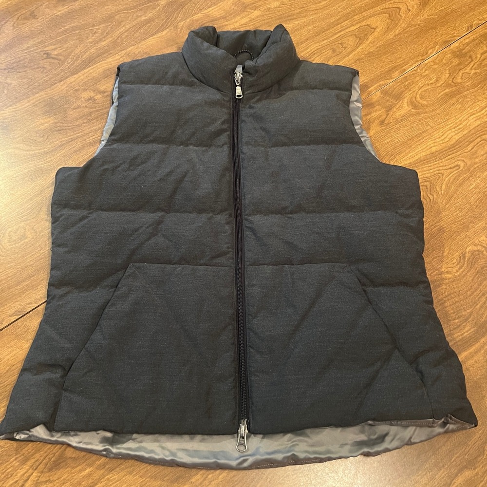 Eddie Bauer Womens Goose Down Puffer Vest Gray Quilted Full Zip‎ Size M